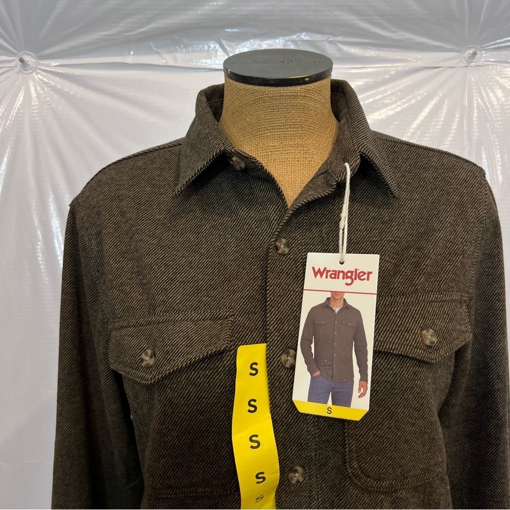 Wrangler NWT Flannel Knit Shirt Men’s Size Small Brown 1908340 Button Down, - Picture 14 of 16